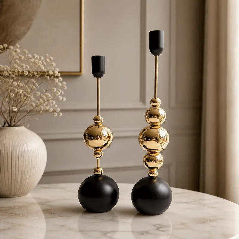 Luxury gold candle holder set for elegant table and home décor
