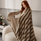 Luxury plush throw blanket with textured coffee finish for living room and bedroom décor