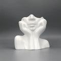 Decorative face design makeup brush holder and cosmetic organizer for modern home décor