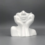Decorative face design makeup brush holder and cosmetic organizer for modern home décor