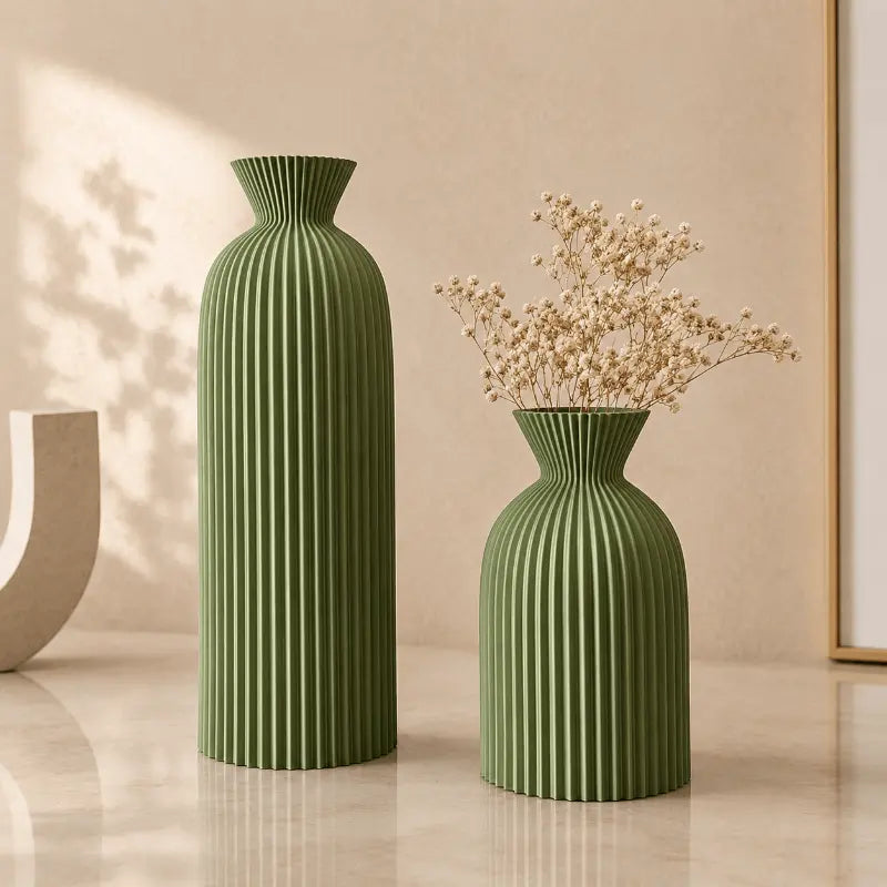Modern wavy decorative vase set for minimalist home décor