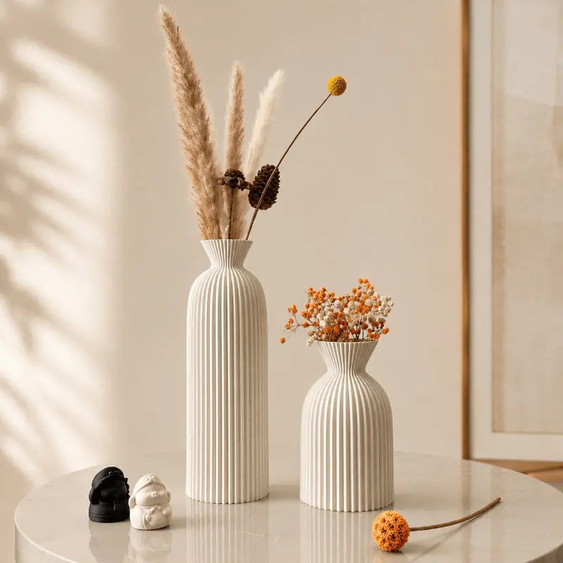 Modern wavy decorative vase set for minimalist home décor