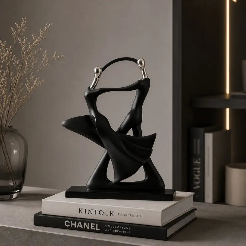 Nordic dancing couple resin sculpture for elegant home décor