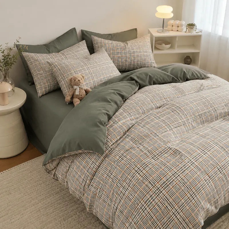 Nordic plaid luxury bedding set for a comfortable and elegant bedroom