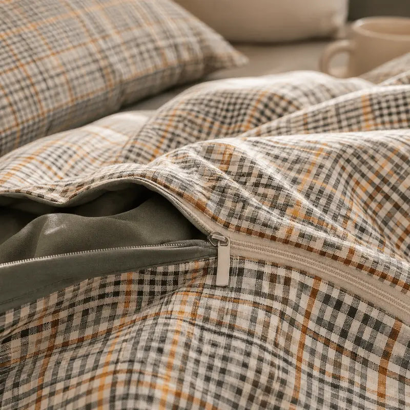 Nordic plaid luxury bedding set for a comfortable and elegant bedroom
