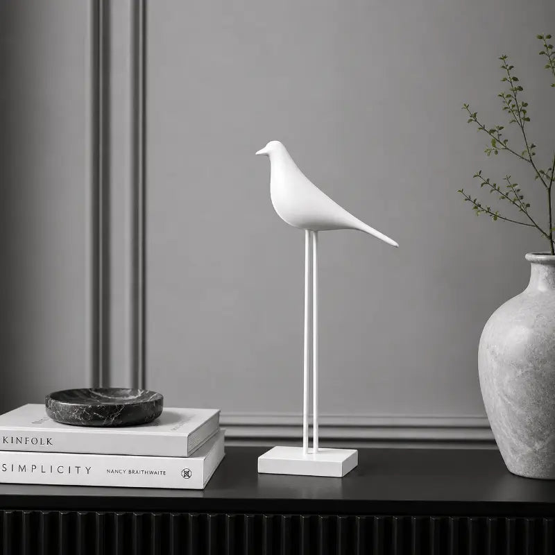 Nordic resin bird sculpture for minimalist home and desk décor