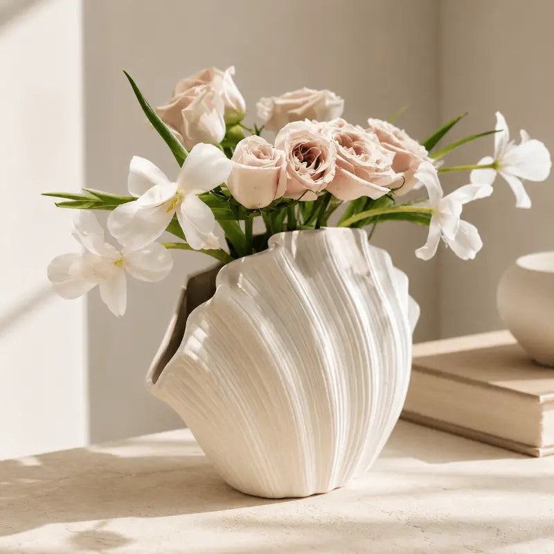 Organic shell decorative vase for modern home décor