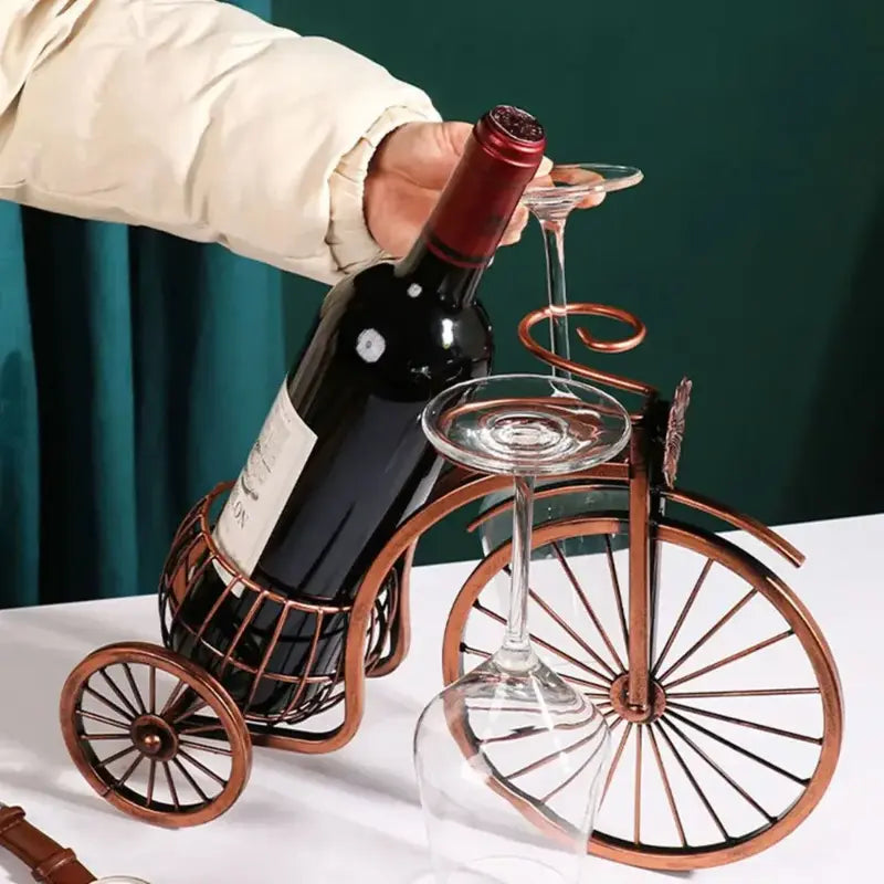 Decorative retro metal wine rack tricycle bottle holder for home décor