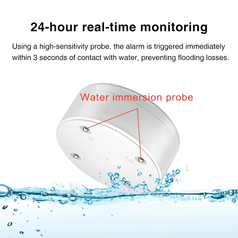 WiFi Water Leak Detectors 3 Pack, 100dB Loud Water Leak Sensor, Wireless Wi-Fi Water Leak & Drip Alarm, Smartlife App Alerts,
