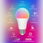 2PCS Tuya Smart LED Bulb E27 9W 900lm RGBCW Color Changing AC220V Bluetooth WiFi Alexa/Google Home Compatible Screw Light Bulbs