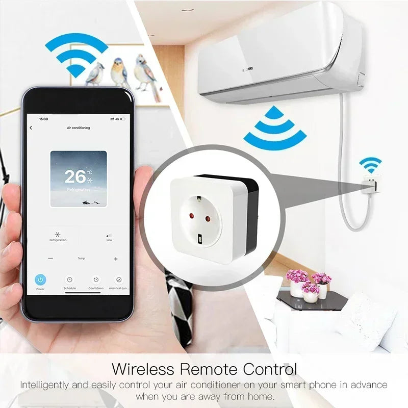16A WiFi Air Conditioner Wall Plug Socket Outlet Companion IR Remote Controller Smart Life Tuya Work with Alexa Google UK US DE
