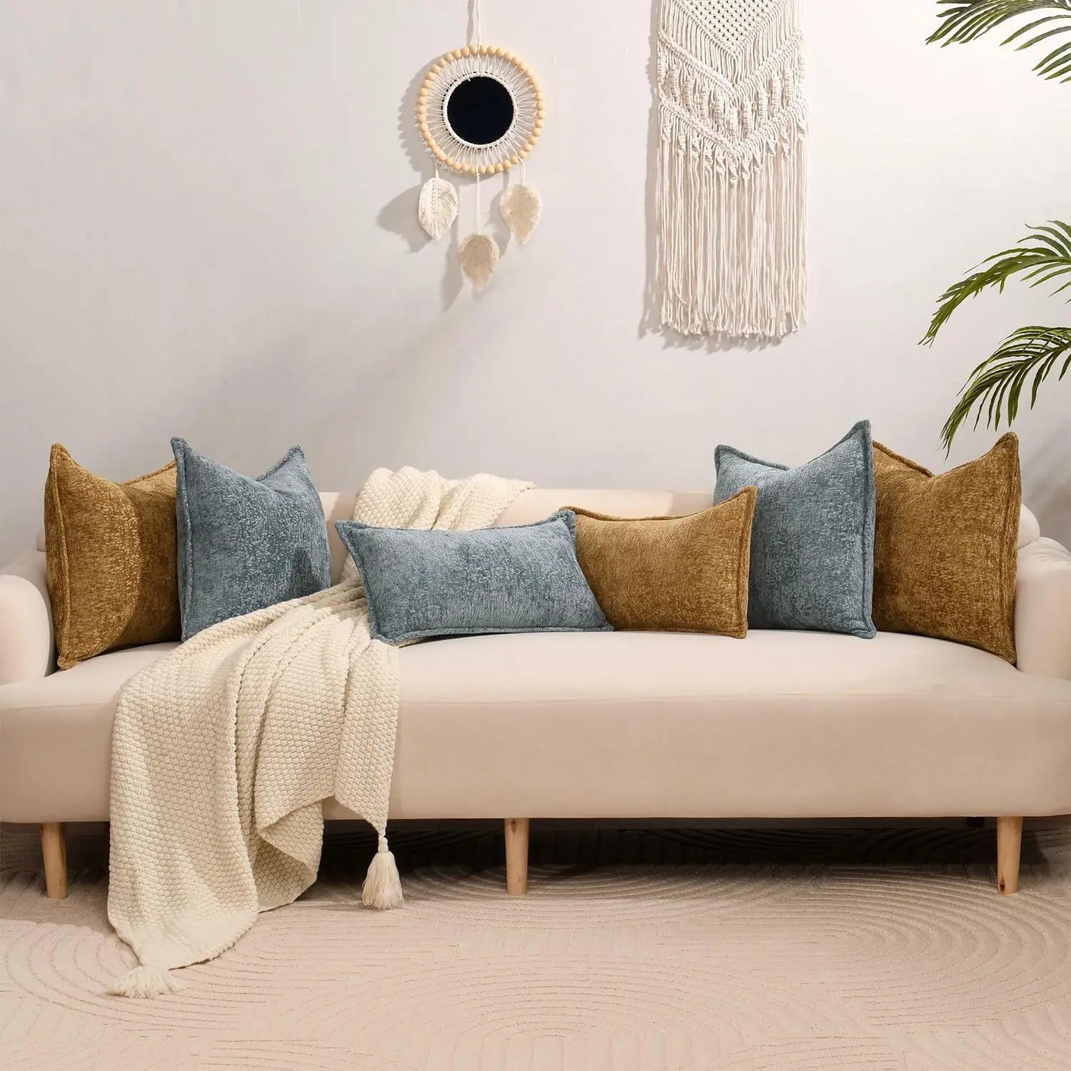 Chenille Cushion Cover – Soft Textured Decorative Pillow Cover for Sofa & Bed