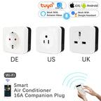16A WiFi Air Conditioner Wall Plug Socket Outlet Companion IR Remote Controller Smart Life Tuya Work with Alexa Google UK US DE
