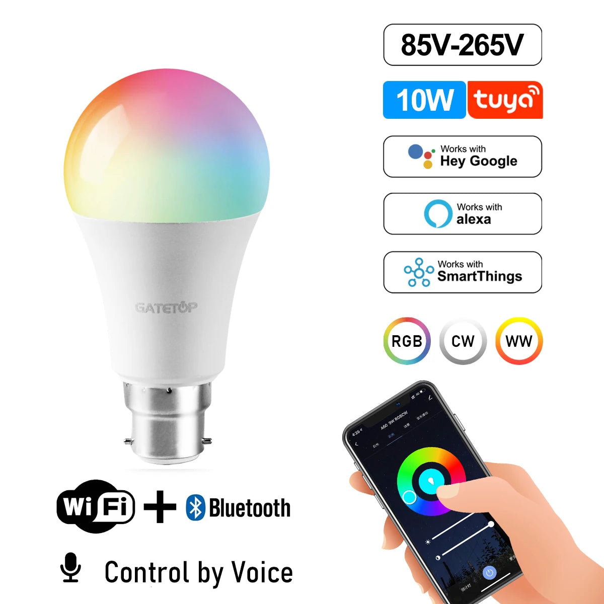 Smart RGB Wi-Fi Light Bulb – Dimmable
