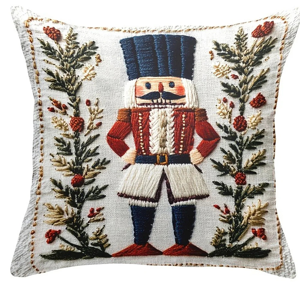 Christmas Cushion Cover Nutcracker Decorative Pillowcase