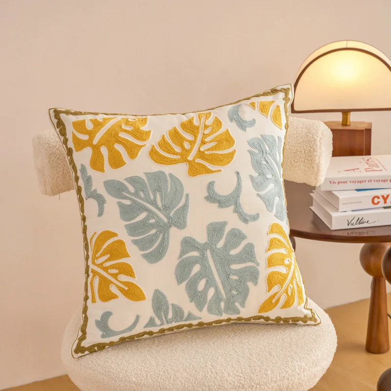 Embroidered Cushion Cover Cotton Decorative Pillowcase