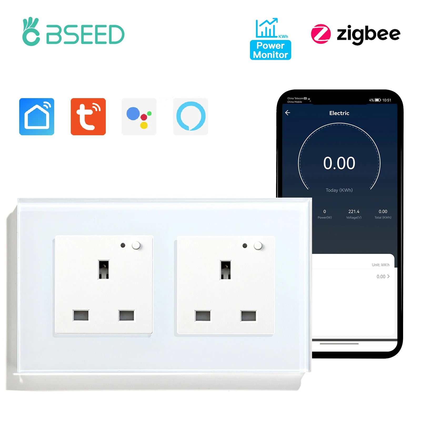 Smart Zigbee Wall Socket – 13A