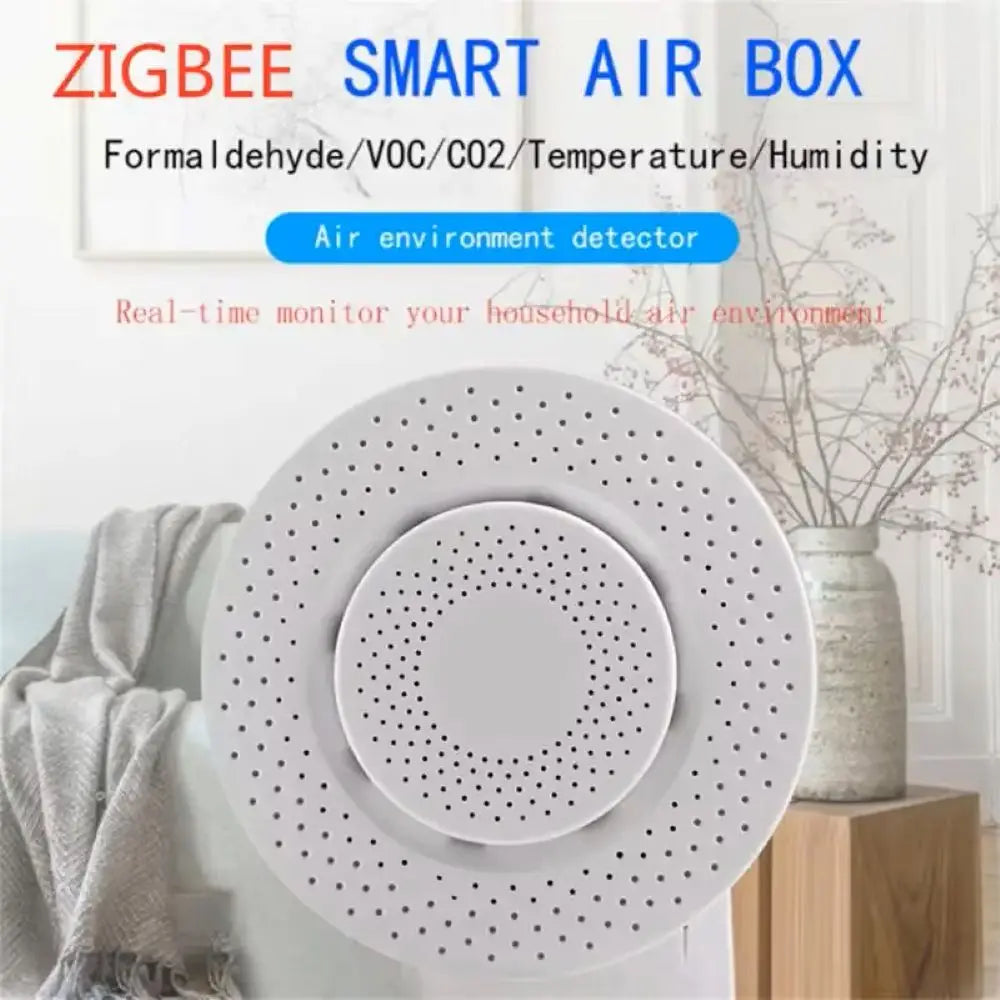 Tuya Zigbee/WiFi Air Quality Sensor Smart Air Box CO2 Meter Formaldehyde VOC Temperature Humidity Sensor work with Alexa Google