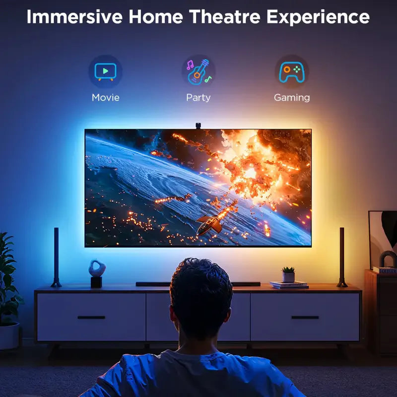 LED Ambient Light with AR Color Sensor RGBIC LED Strip Light Color Changing Smart LED TV Backlight for Home Theater Party Festiv