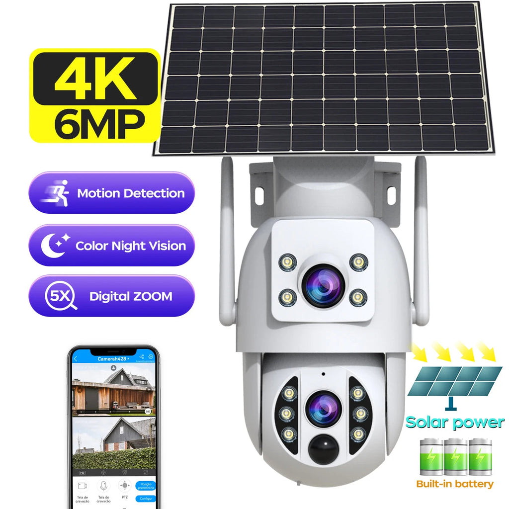 JOOAN 4K Solar Security Camera Wireless Outdoor Dual Lens Solar IP Camera PIR Human Detection Night Vision Battery CCTV Camera