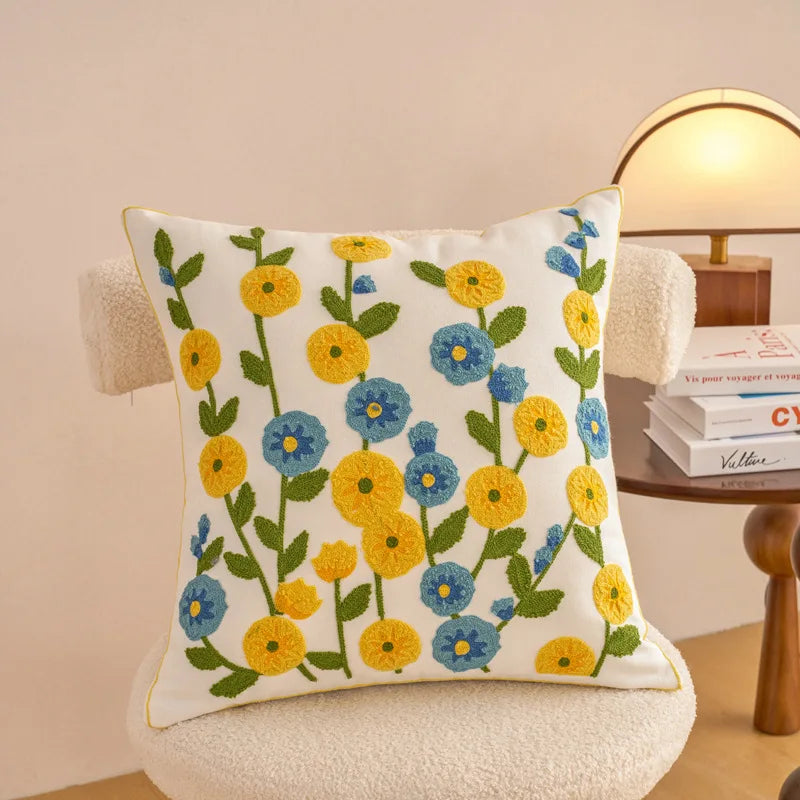 Embroidered Cushion Cover Cotton Decorative Pillowcase
