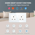 BSEED Zigbee Single UK Smart Socket Double Intelligent Wall Sockets Triple Electric Outlets Tuya Smart Life Alexa Control 13A