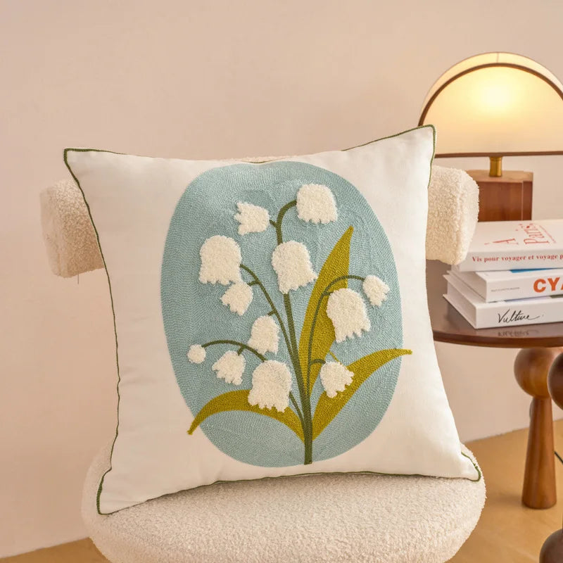 Embroidered Cushion Cover Cotton Decorative Pillowcase