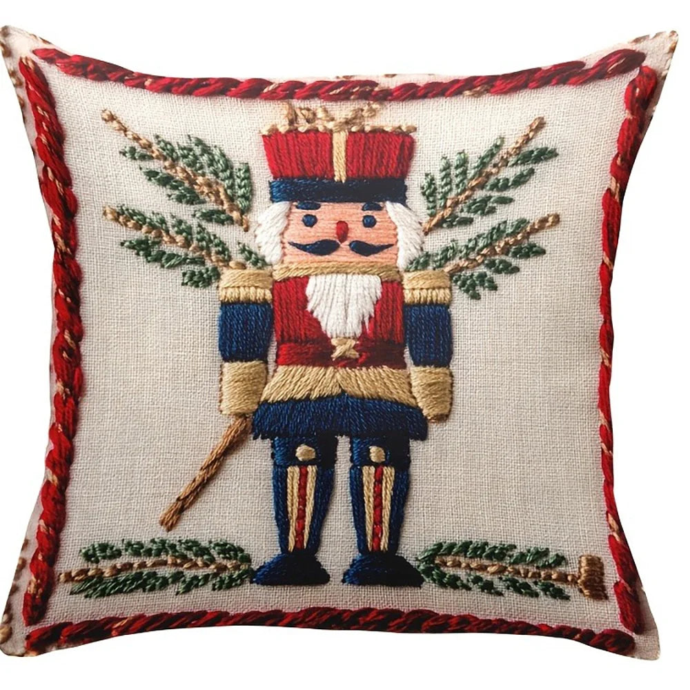 Christmas Cushion Cover Nutcracker Decorative Pillowcase