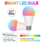 2PCS Tuya Smart LED Bulb E27 9W 900lm RGBCW Color Changing AC220V Bluetooth WiFi Alexa/Google Home Compatible Screw Light Bulbs