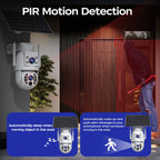 JOOAN 4K Solar Security Camera Wireless Outdoor Dual Lens Solar IP Camera PIR Human Detection Night Vision Battery CCTV Camera