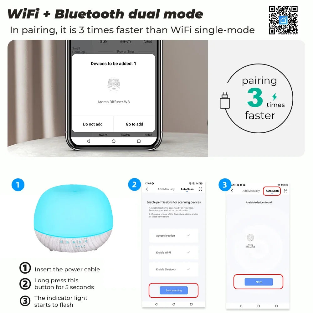 Tuya WiFi Humidifier Essential Aroma Oil Diffuser Smart Home Ultrasonic 500ml Air Humidifier Mist Maker for Alexa Google