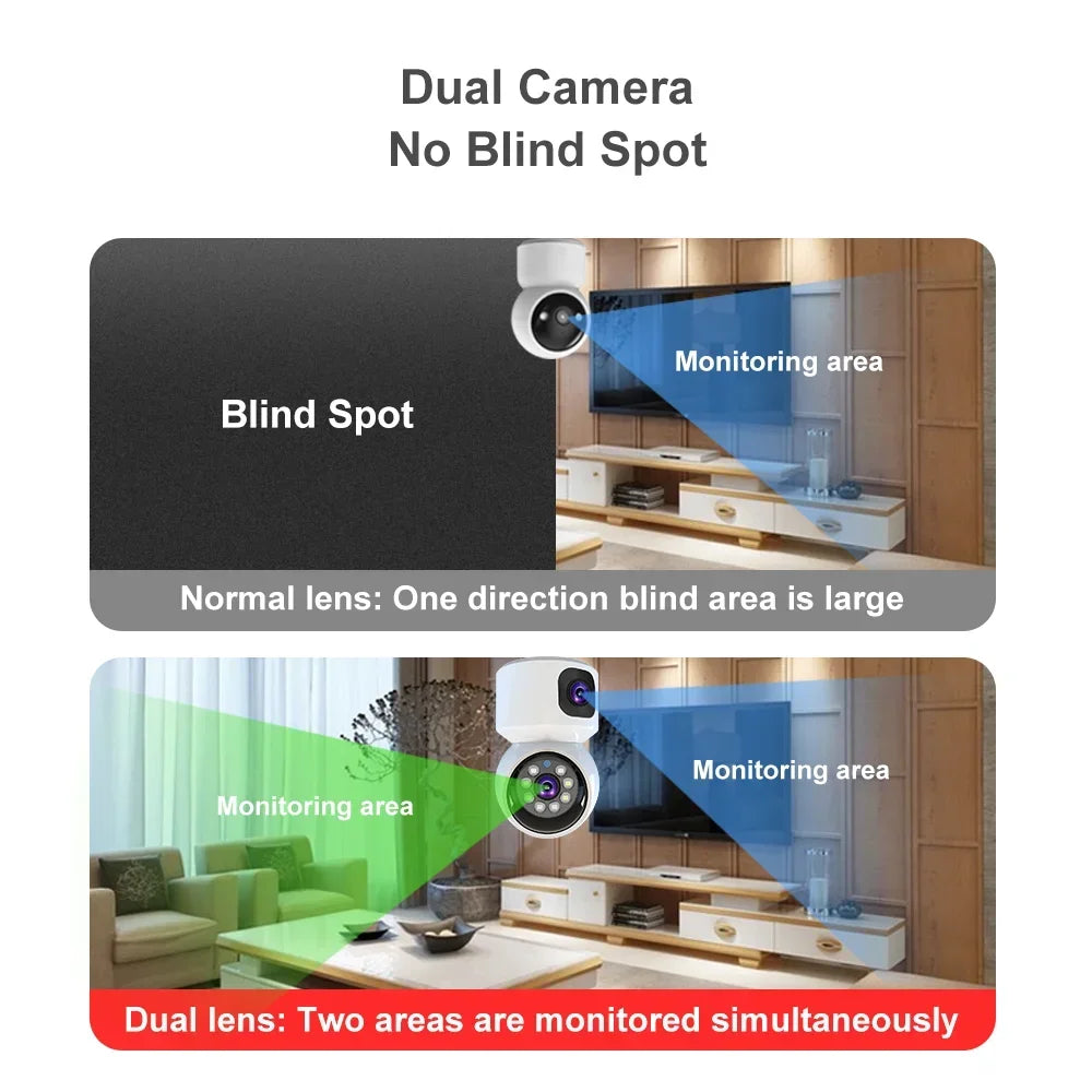 8MP 4K Wifi Camera Dual Lens Indoor Smart Home IP Camera Night Vision Two-way Audio Wireless PTZ Surveillance Baby Monitor CCTV