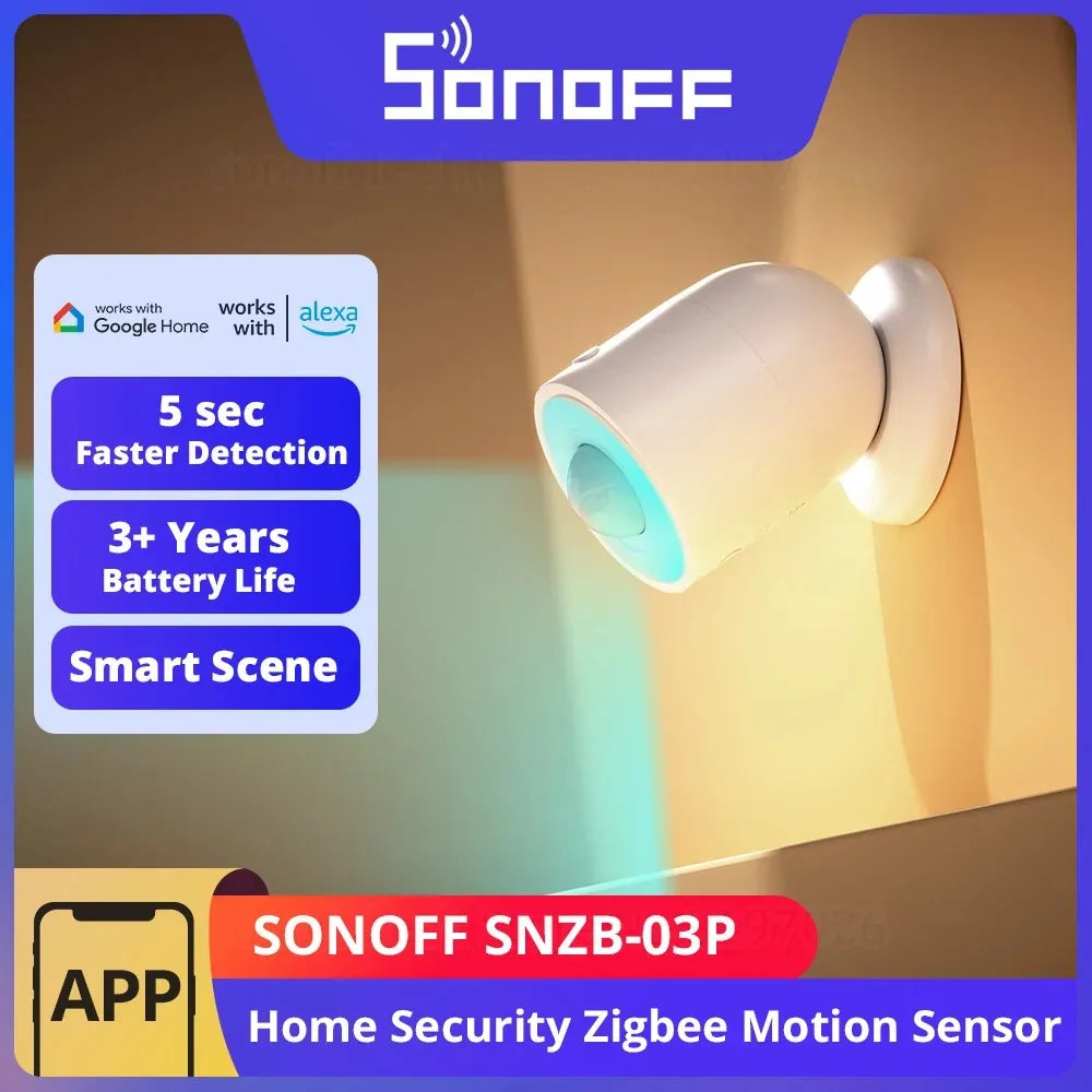 SONOFF SNZB-03P SNZB 03P Zigbee Motion Sensor Human Presence Sensor Light Detection Home Security Local Smart Scene Linkage
