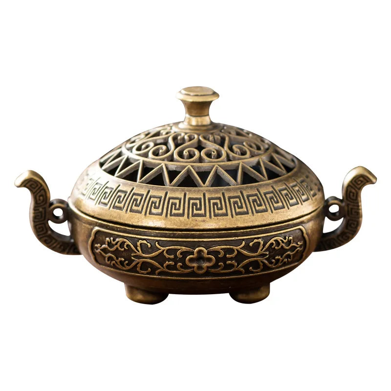 Vintage Metal Incense Burner – Decorative Tripod Censer for Home