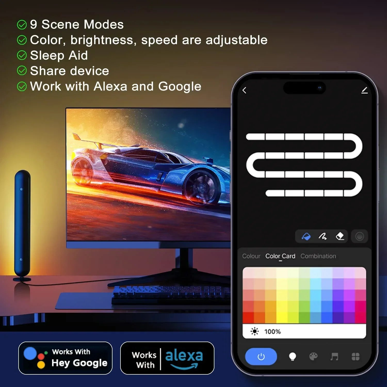 Xiaomi RGB Pickup Night Light Bar USB Rechargeable LED Lamp WIFI Tuya Music Rhythm TV Ambient Light For Gaming Room Table Decor