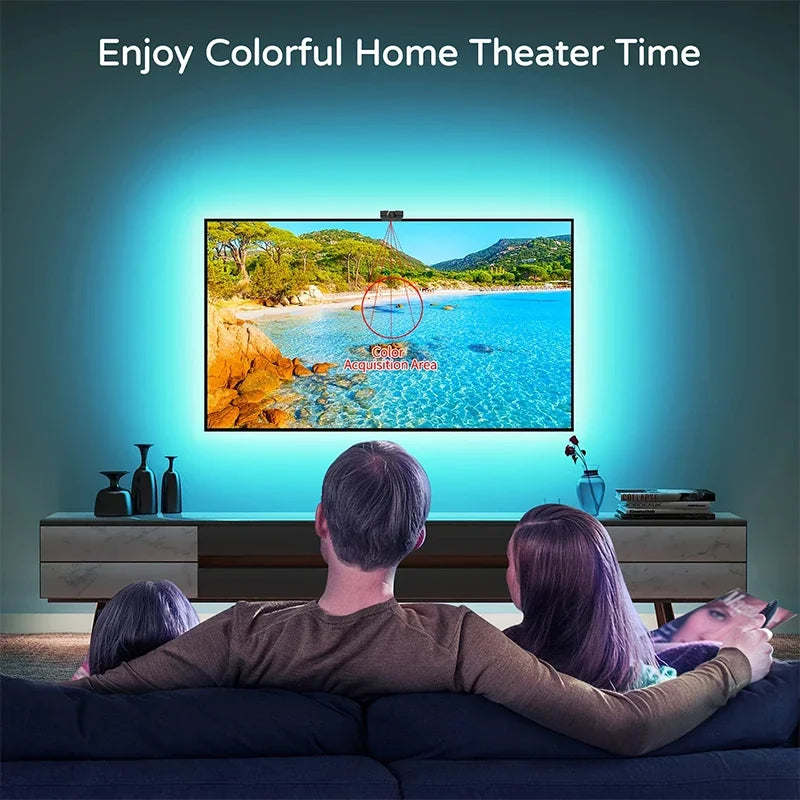 LED Ambient Light with AR Color Sensor RGBIC LED Strip Light Color Changing Smart LED TV Backlight for Home Theater Party Festiv