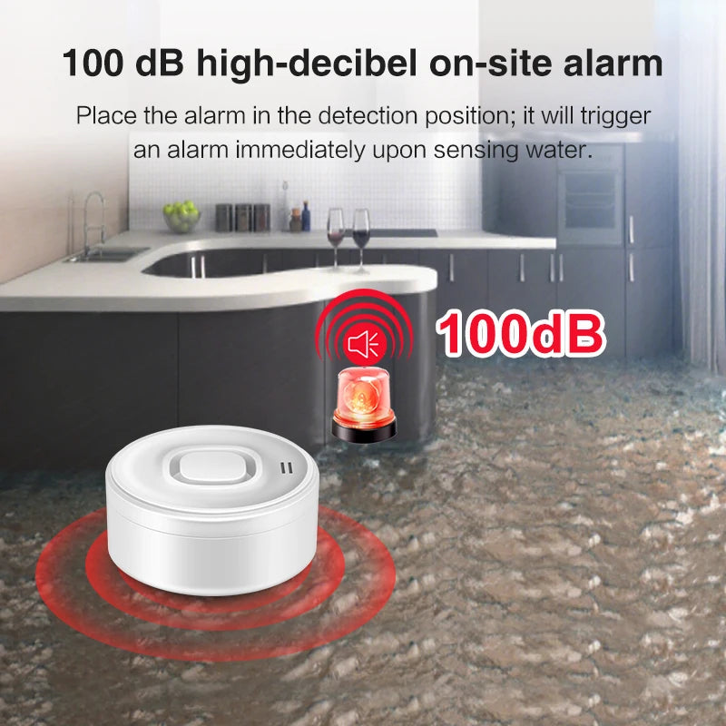 WiFi Water Leak Detectors 3 Pack, 100dB Loud Water Leak Sensor, Wireless Wi-Fi Water Leak & Drip Alarm, Smartlife App Alerts,