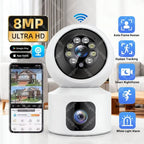 8MP 4K Wifi Camera Dual Lens Indoor Smart Home IP Camera Night Vision Two-way Audio Wireless PTZ Surveillance Baby Monitor CCTV