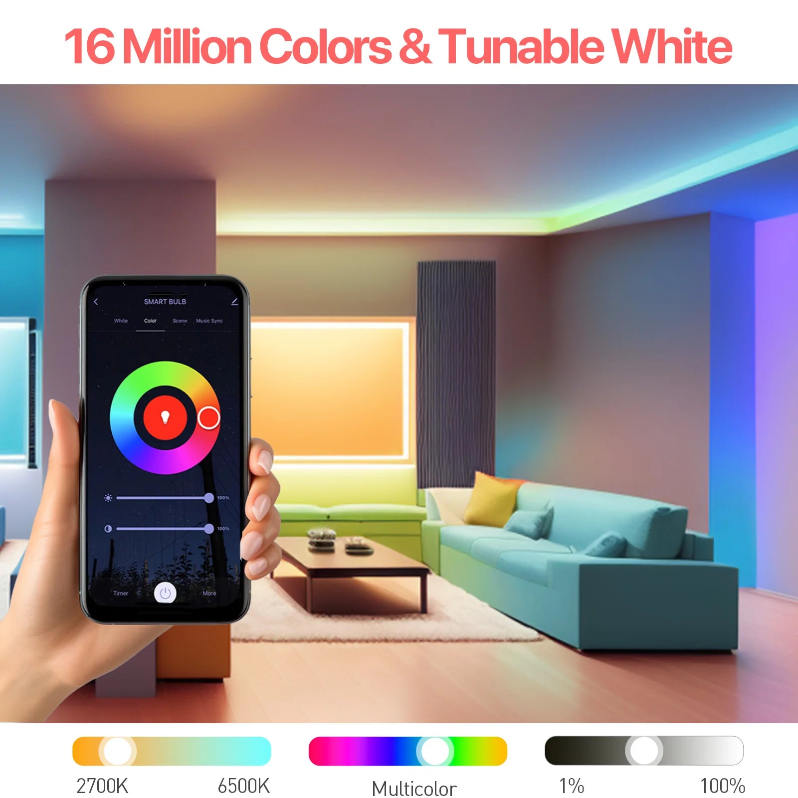 2PCS Tuya Smart LED Bulb E27 9W 900lm RGBCW Color Changing AC220V Bluetooth WiFi Alexa/Google Home Compatible Screw Light Bulbs