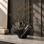 Sculptural black ceramic vase for modern home décor