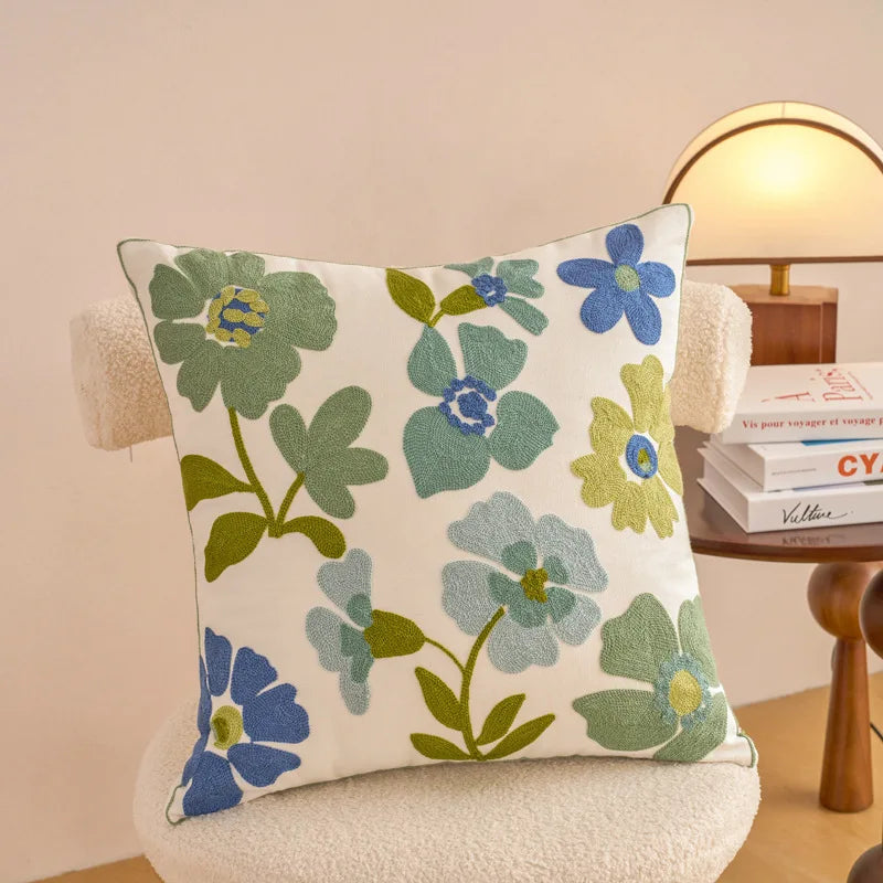 Embroidered Cushion Cover Cotton Decorative Pillowcase