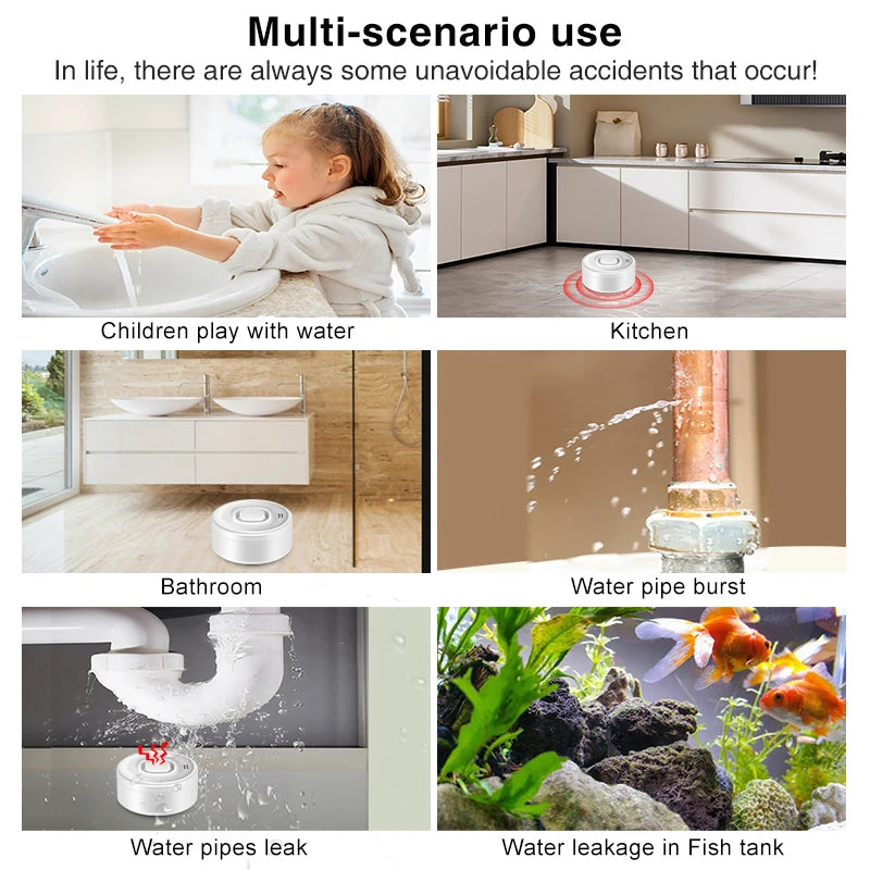 WiFi Water Leak Detectors 3 Pack, 100dB Loud Water Leak Sensor, Wireless Wi-Fi Water Leak & Drip Alarm, Smartlife App Alerts,