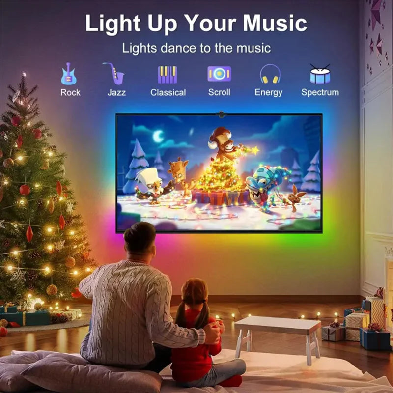 LED Ambient Light with AR Color Sensor RGBIC LED Strip Light Color Changing Smart LED TV Backlight for Home Theater Party Festiv