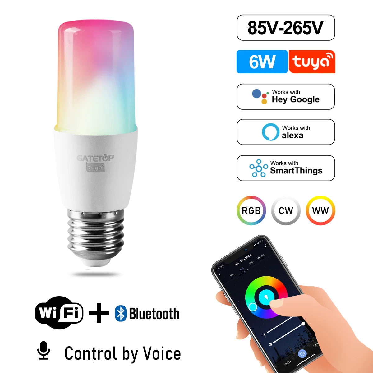 Smart RGB Wi-Fi Light Bulb – Dimmable