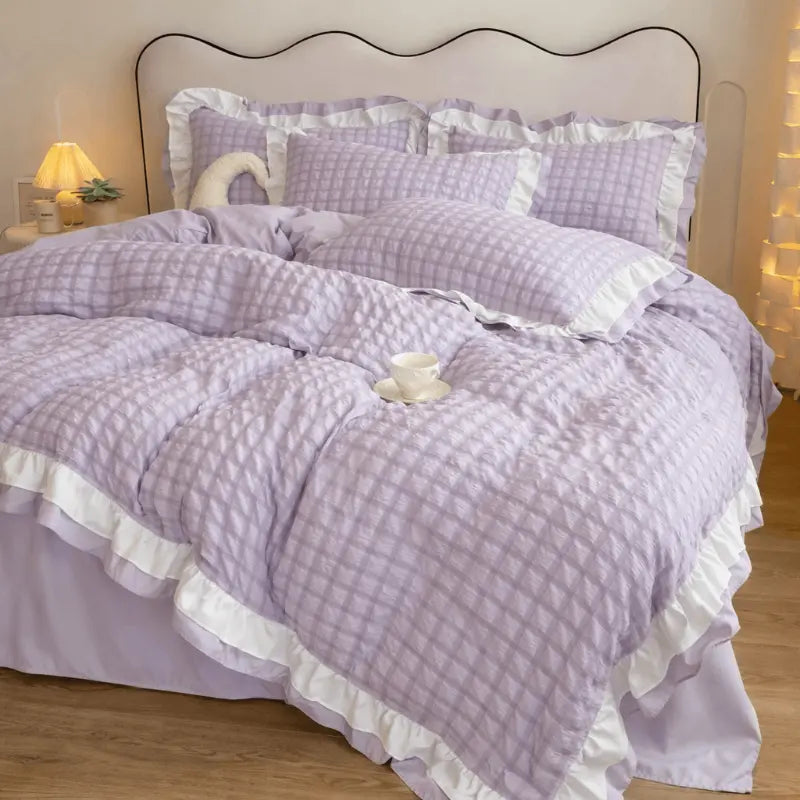Soft seersucker duvet cover bedding set for a comfortable and elegant bedroom