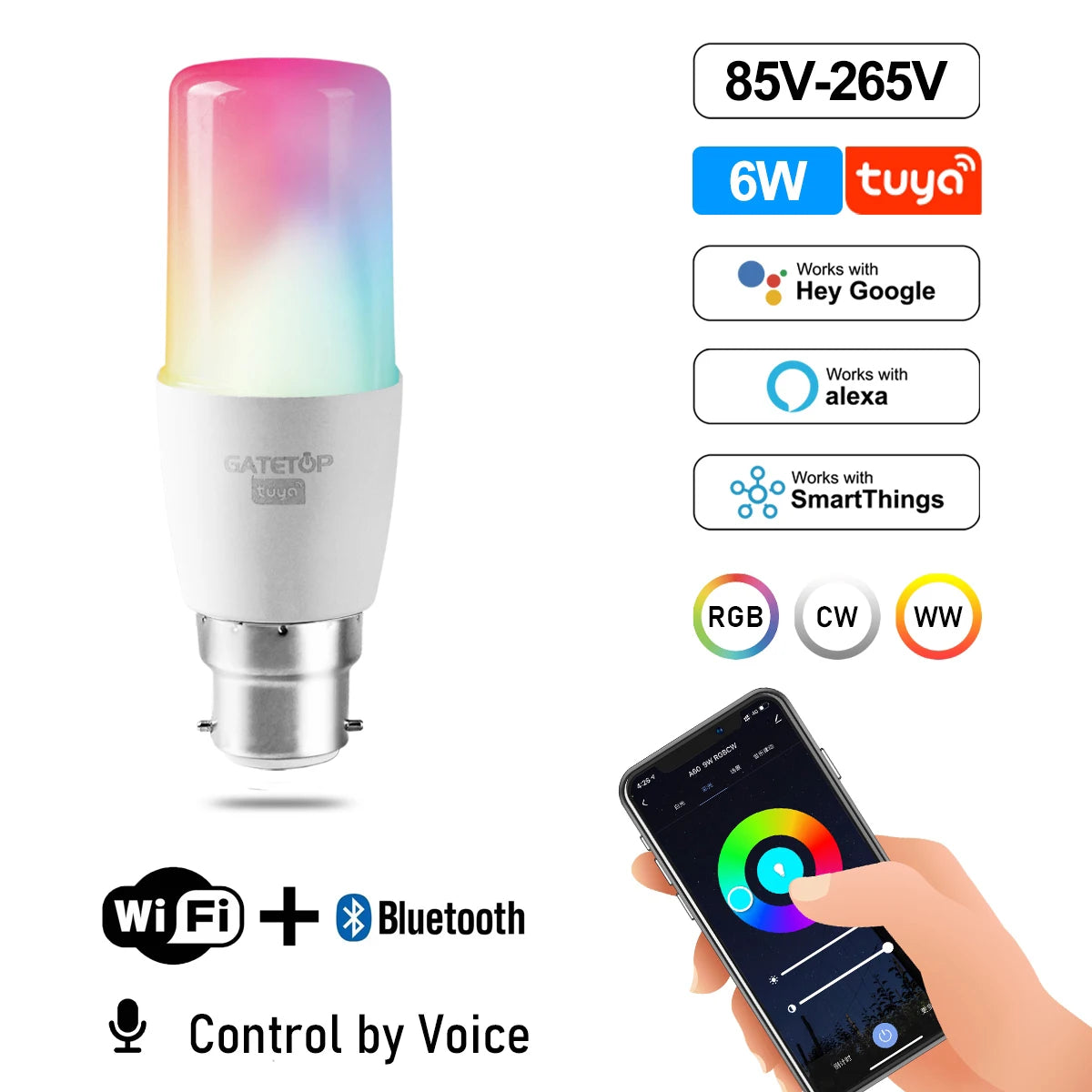 Smart RGB Wi-Fi Light Bulb – Dimmable