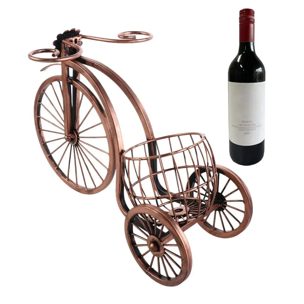 Retro Metal Wine Rack Tricycle Bottle Holder Decorative