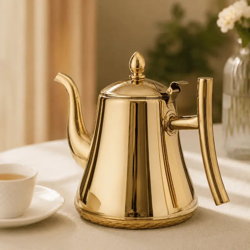 Stainless steel tea pot with infuser for elegant tea serving