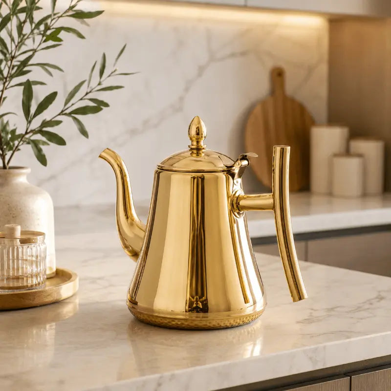 Stainless steel tea pot with infuser for elegant tea serving