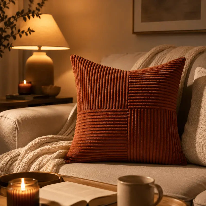 Textured corduroy cushion cover for living room and bedroom décor